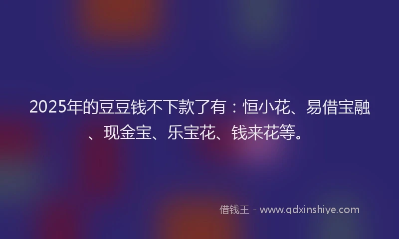 2025年的豆豆钱不下款了有：恒小花、易借宝融、现金宝、乐宝花、钱来花等。
