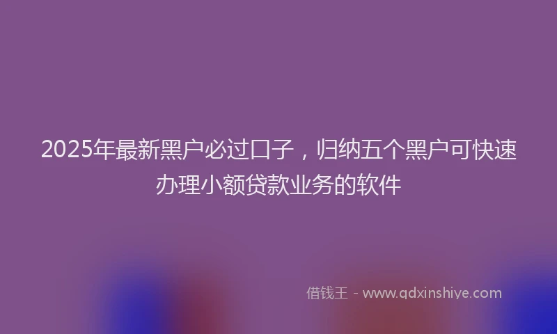 2025年最新黑户必过口子，归纳五个黑户可快速办理小额贷款业务的软件