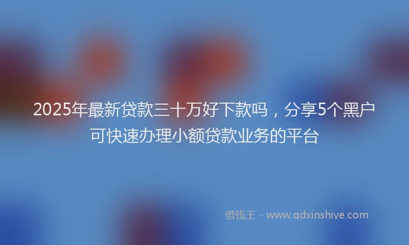 2025年最新贷款三十万好下款吗，分享5个黑户可快速办理小额贷款业务的平台