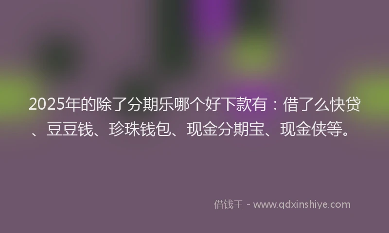 2025年的除了分期乐哪个好下款有：借了么快贷、豆豆钱、珍珠钱包、现金分期宝、现金侠等。