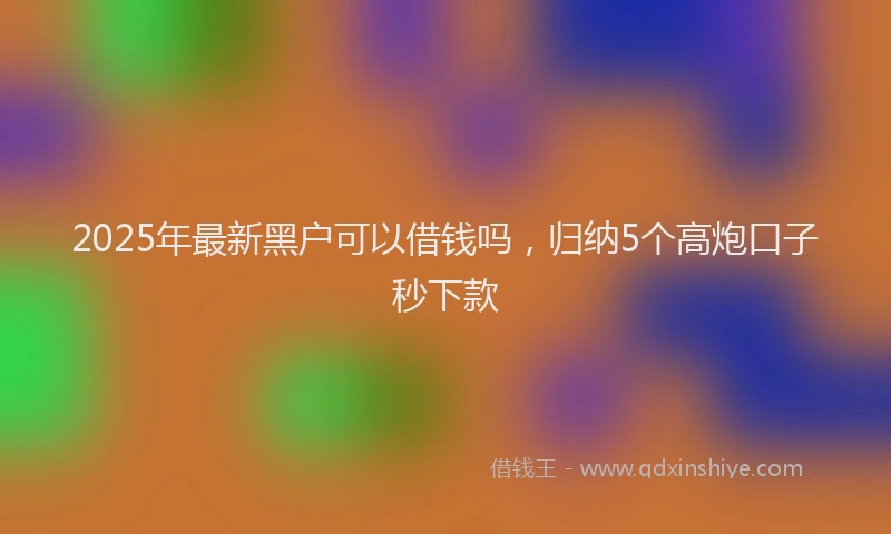 2025年最新黑户可以借钱吗，归纳5个高炮口子秒下款
