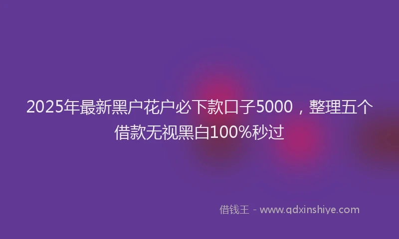 2025年最新黑户花户必下款口子5000，整理五个借款无视黑白100%秒过