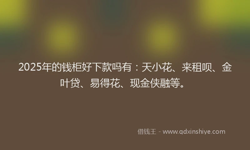 2025年的钱柜好下款吗有：天小花、来租呗、金叶贷、易得花、现金侠融等。