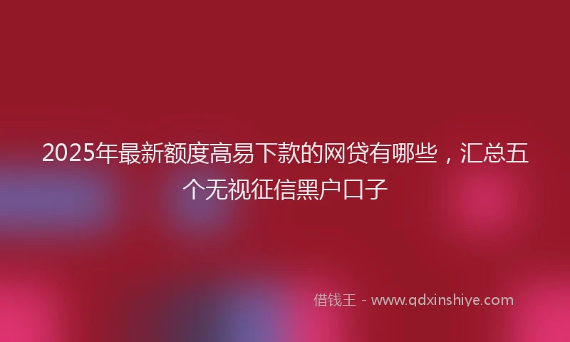 2025年最新额度高易下款的网贷有哪些，汇总五个无视征信黑户口子