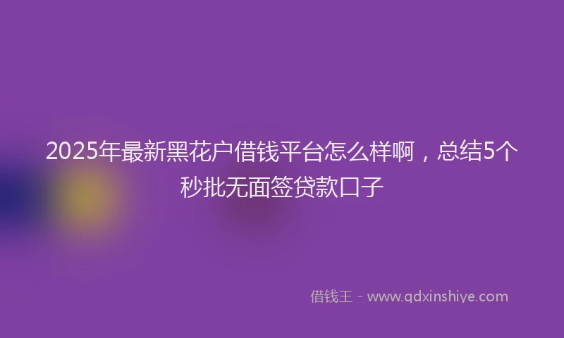 2025年最新黑花户借钱平台怎么样啊，总结5个秒批无面签贷款口子