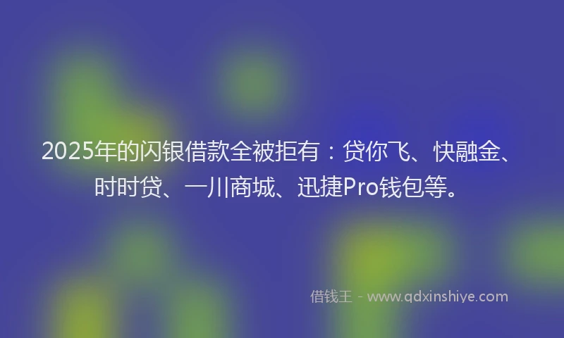 2025年的闪银借款全被拒有：贷你飞、快融金、时时贷、一川商城、迅捷Pro钱包等。