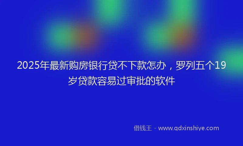 2025年最新购房银行贷不下款怎办，罗列五个19岁贷款容易过审批的软件
