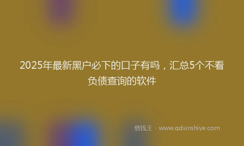 2025年最新黑户必下的口子有吗，汇总5个不看负债查询的软件