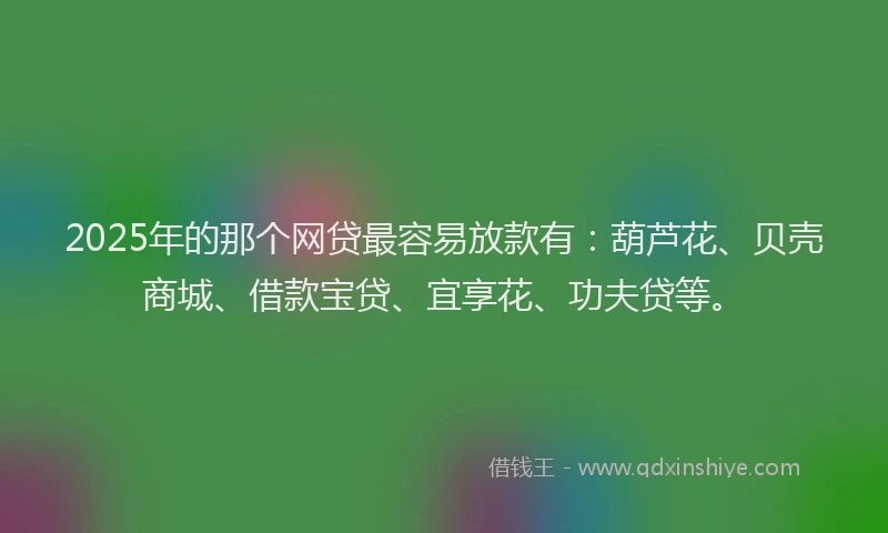 2025年的那个网贷最容易放款有：葫芦花、贝壳商城、借款宝贷、宜享花、功夫贷等。