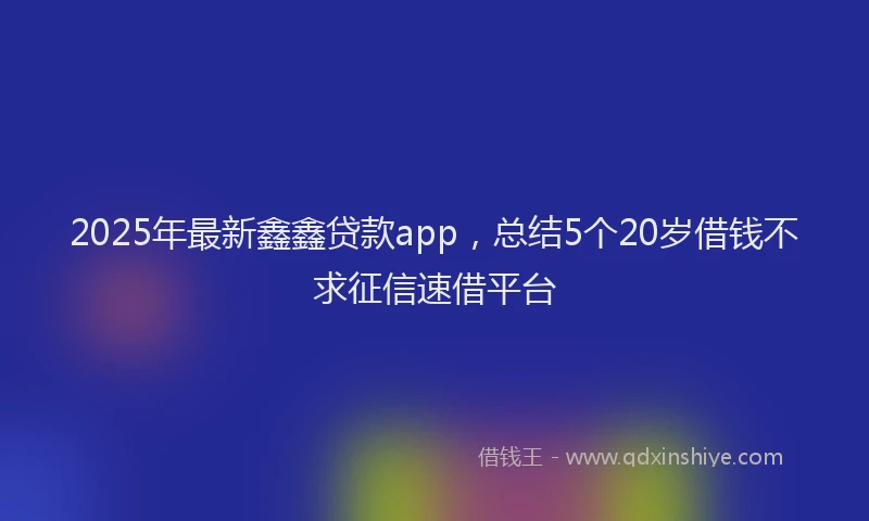 2025年最新鑫鑫贷款app，总结5个20岁借钱不求征信速借平台