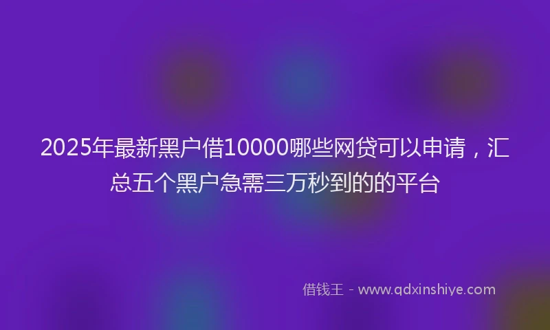 2025年最新黑户借10000哪些网贷可以申请，汇总五个黑户急需三万秒到的的平台
