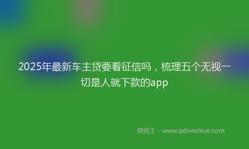2025年最新车主贷要看征信吗，梳理五个无视一切是人就下款的app