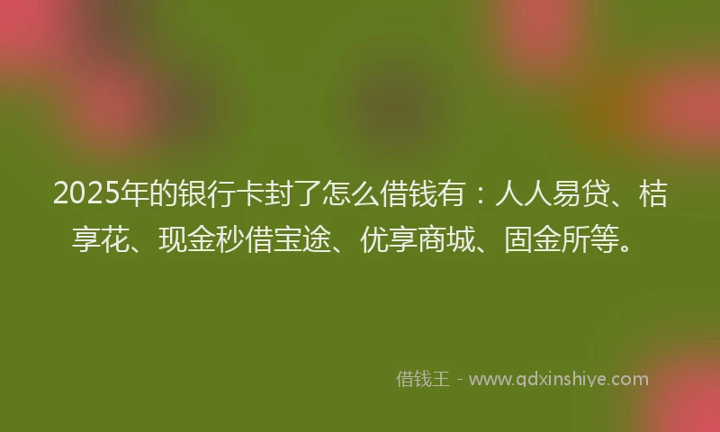 2025年的银行卡封了怎么借钱有：人人易贷、桔享花、现金秒借宝途、优享商城、固金所等。