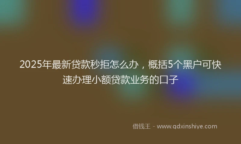 2025年最新贷款秒拒怎么办，概括5个黑户可快速办理小额贷款业务的口子