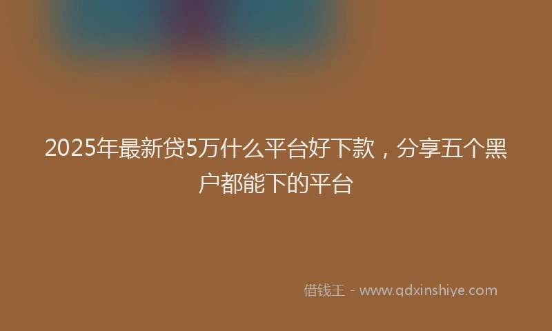 2025年最新贷5万什么平台好下款，分享五个黑户都能下的平台