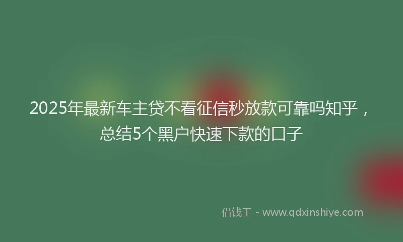 2025年最新车主贷不看征信秒放款可靠吗知乎，总结5个黑户快速下款的口子