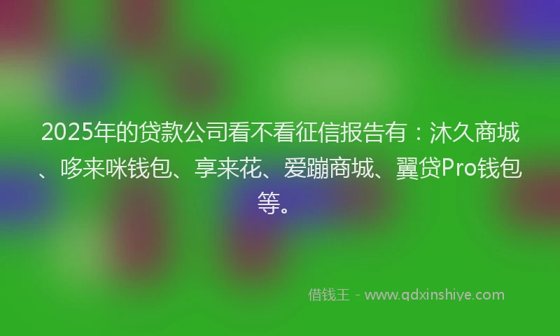 2025年的贷款公司看不看征信报告有：沐久商城、哆来咪钱包、享来花、爱蹦商城、翼贷Pro钱包等。