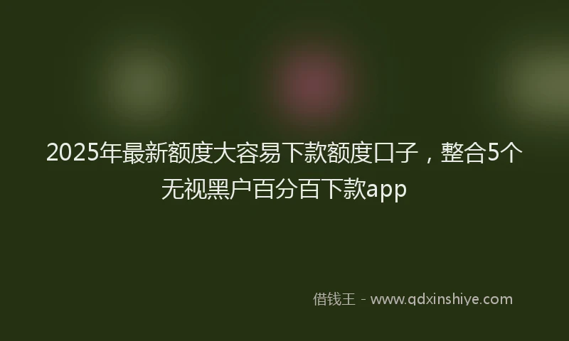 2025年最新额度大容易下款额度口子，整合5个无视黑户百分百下款app