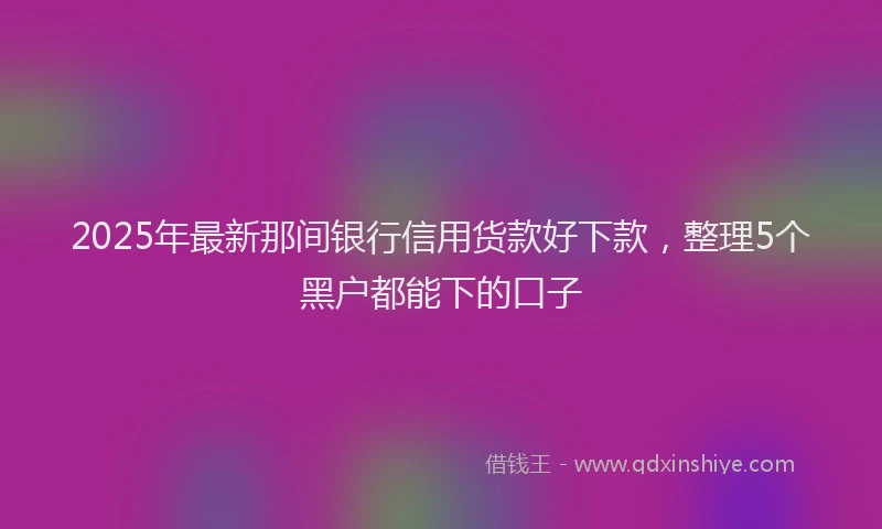 2025年最新那间银行信用货款好下款，整理5个黑户都能下的口子
