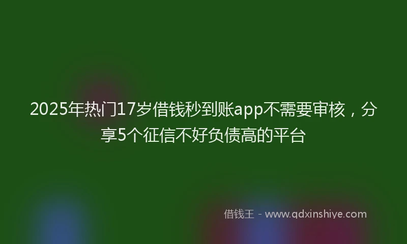 2025年热门17岁借钱秒到账app不需要审核，分享5个征信不好负债高的平台