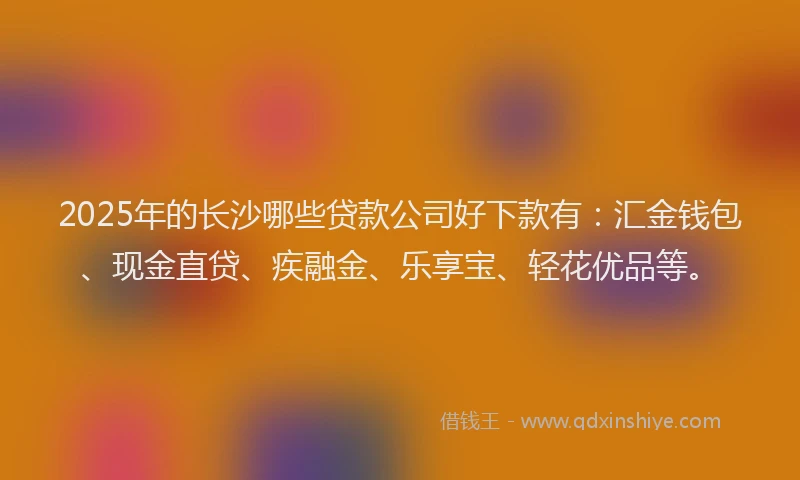 2025年的长沙哪些贷款公司好下款有：汇金钱包、现金直贷、疾融金、乐享宝、轻花优品等。