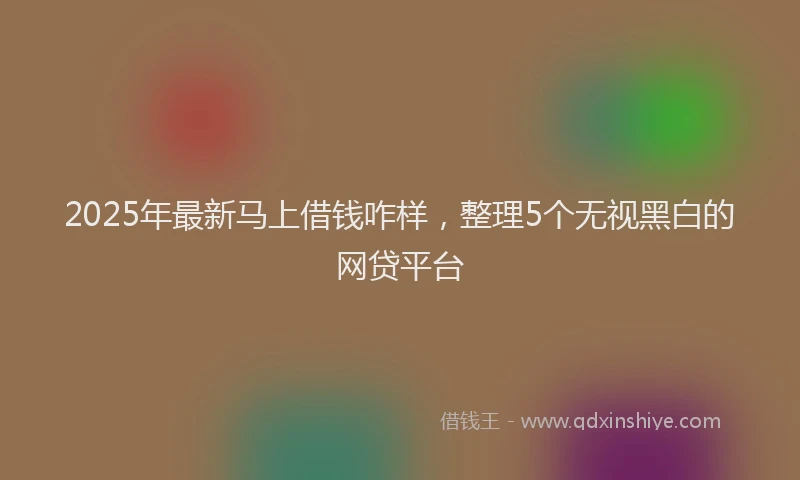 2025年最新马上借钱咋样，整理5个无视黑白的网贷平台