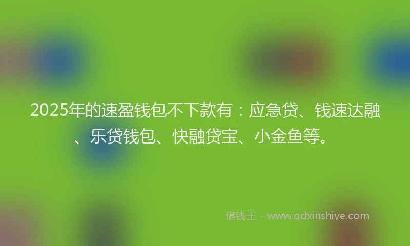 2025年的速盈钱包不下款有：应急贷、钱速达融、乐贷钱包、快融贷宝、小金鱼等。