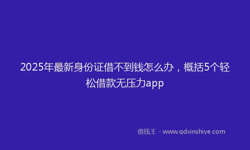 2025年最新身份证借不到钱怎么办，概括5个轻松借款无压力app