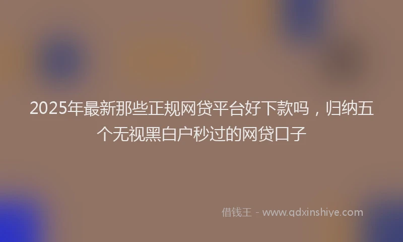 2025年最新那些正规网贷平台好下款吗，归纳五个无视黑白户秒过的网贷口子