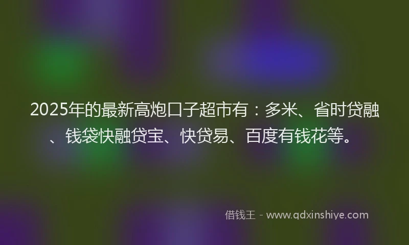 2025年的最新高炮口子超市有：多米、省时贷融、钱袋快融贷宝、快贷易、百度有钱花等。