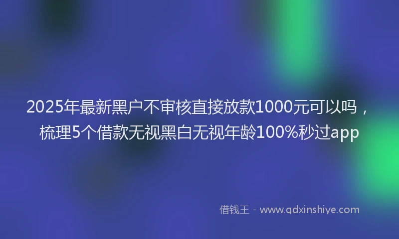 2025年最新黑户不审核直接放款1000元可以吗，梳理5个借款无视黑白无视年龄100%秒过app