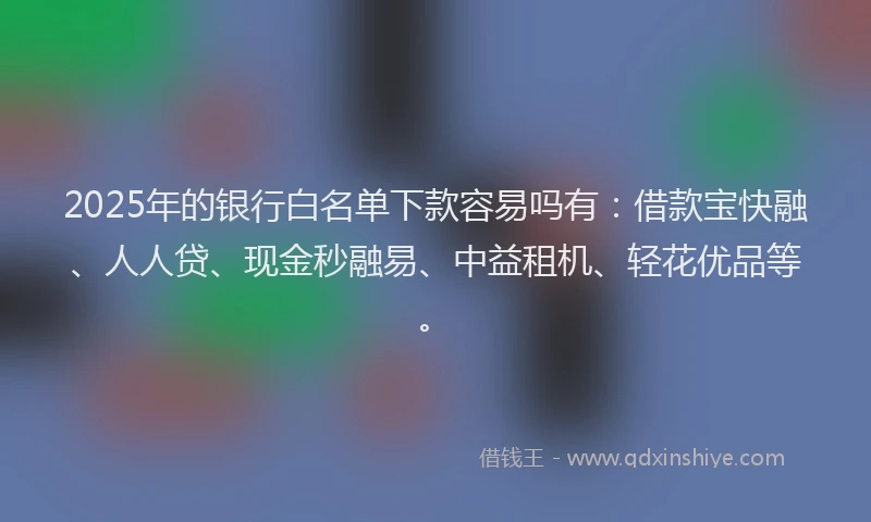 2025年的银行白名单下款容易吗有：借款宝快融、人人贷、现金秒融易、中益租机、轻花优品等。