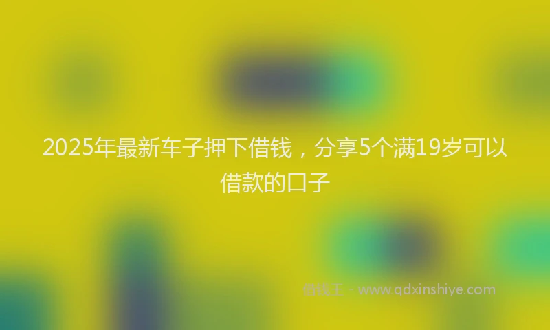 2025年最新车子押下借钱，分享5个满19岁可以借款的口子