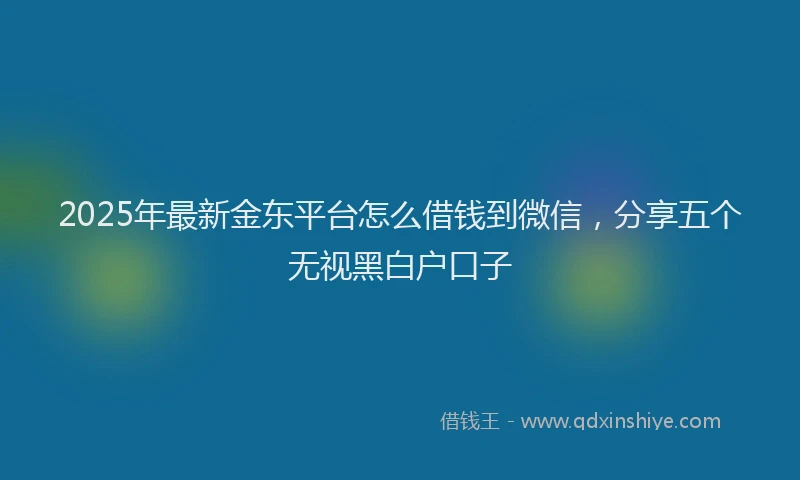 2025年最新金东平台怎么借钱到微信，分享五个无视黑白户口子
