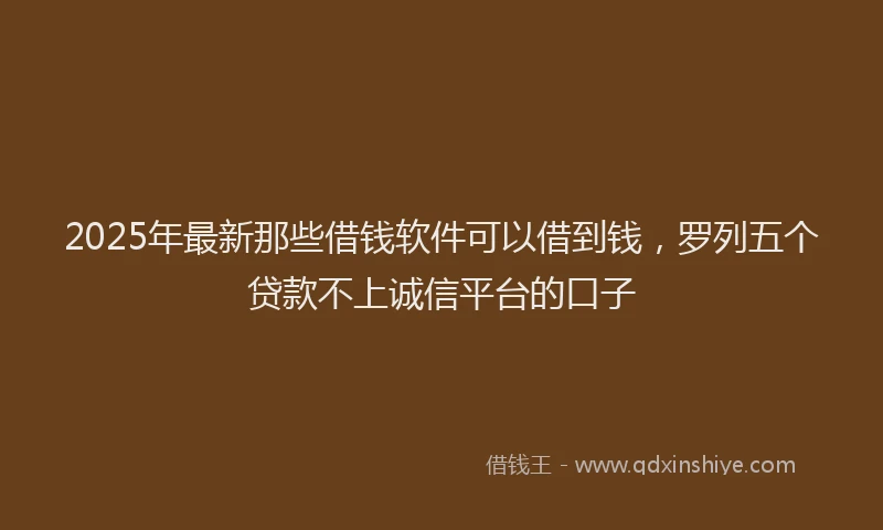 2025年最新那些借钱软件可以借到钱，罗列五个贷款不上诚信平台的口子