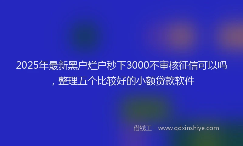 2025年最新黑户烂户秒下3000不审核征信可以吗，整理五个比较好的小额贷款软件