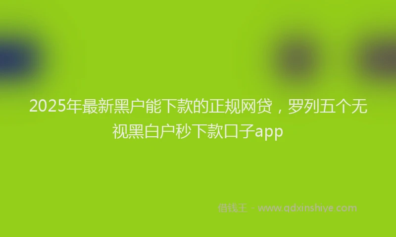 2025年最新黑户能下款的正规网贷，罗列五个无视黑白户秒下款口子app