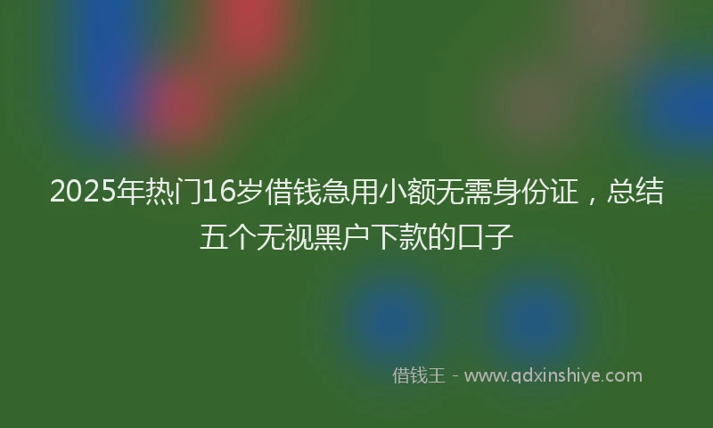 2025年热门16岁借钱急用小额无需身份证，总结五个无视黑户下款的口子