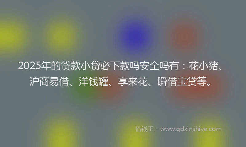 2025年的贷款小贷必下款吗安全吗有：花小猪、沪商易借、洋钱罐、享来花、瞬借宝贷等。