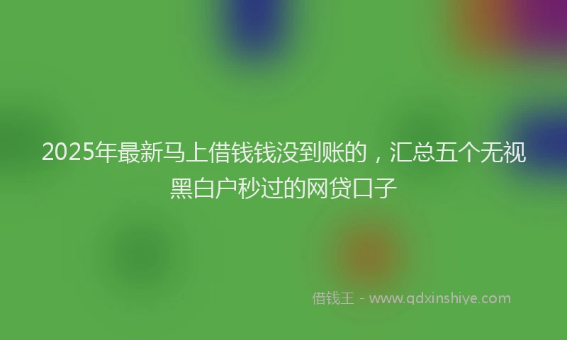2025年最新马上借钱钱没到账的，汇总五个无视黑白户秒过的网贷口子