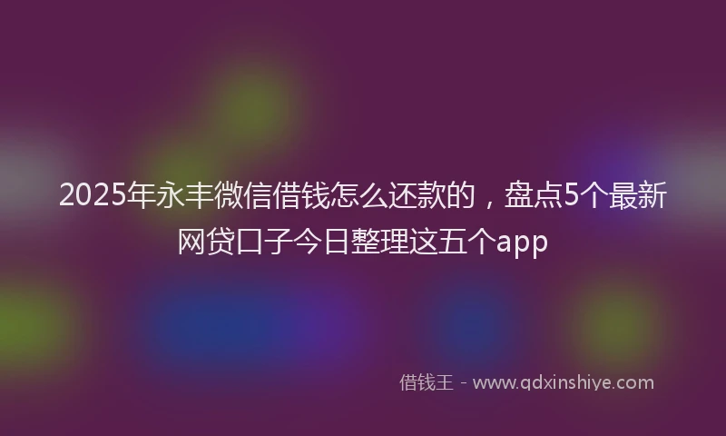 2025年永丰微信借钱怎么还款的，盘点5个最新网贷口子今日整理这五个app