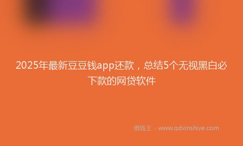 2025年最新豆豆钱app还款，总结5个无视黑白必下款的网贷软件