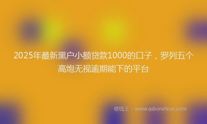 2025年最新黑户小额贷款1000的口子，罗列五个高炮无视逾期能下的平台