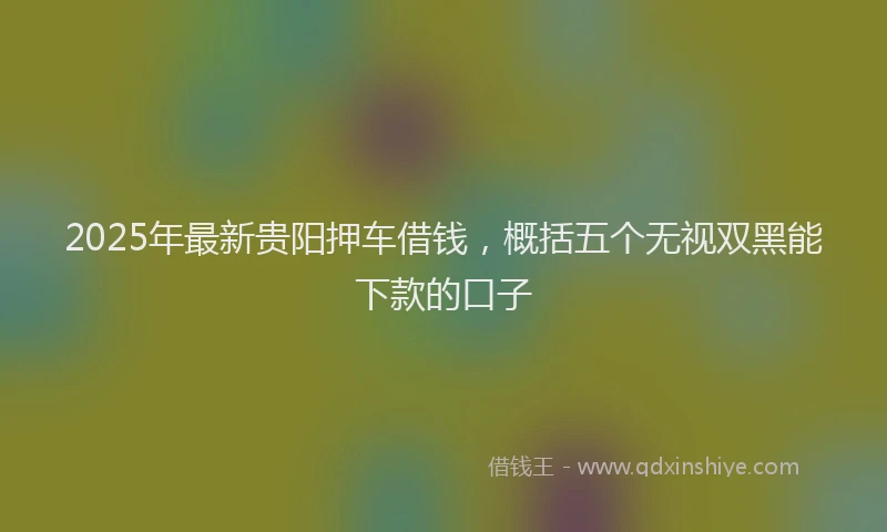 2025年最新贵阳押车借钱，概括五个无视双黑能下款的口子