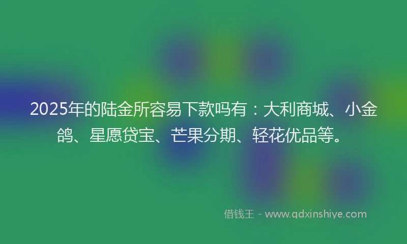 2025年的陆金所容易下款吗有：大利商城、小金鸽、星愿贷宝、芒果分期、轻花优品等。