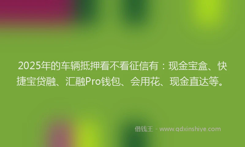 2025年的车辆抵押看不看征信有：现金宝盒、快捷宝贷融、汇融Pro钱包、会用花、现金直达等。