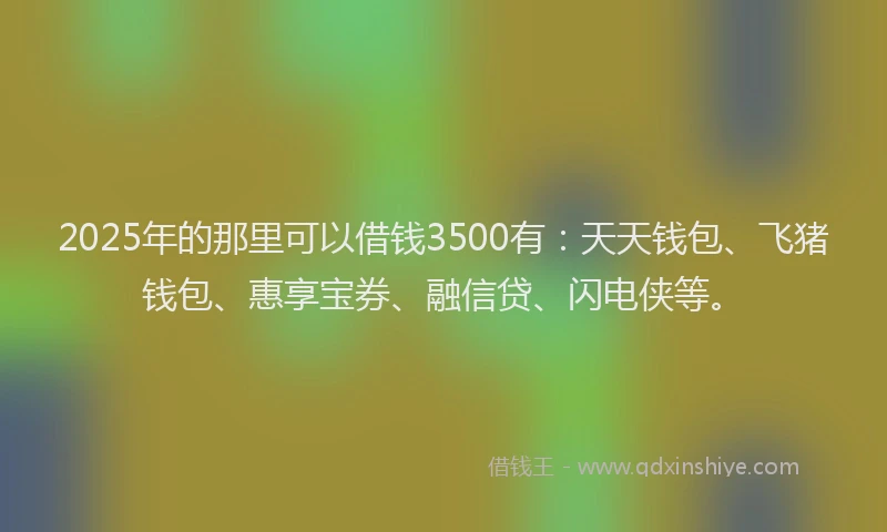 2025年的那里可以借钱3500有：天天钱包、飞猪钱包、惠享宝券、融信贷、闪电侠等。