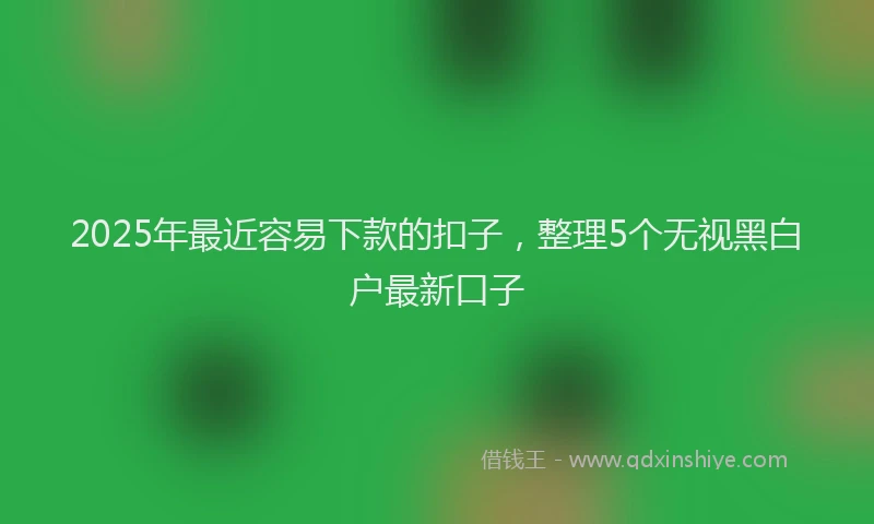 2025年最近容易下款的扣子，整理5个无视黑白户最新口子