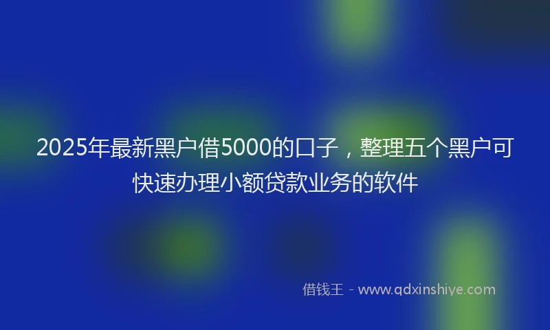 2025年最新黑户借5000的口子，整理五个黑户可快速办理小额贷款业务的软件
