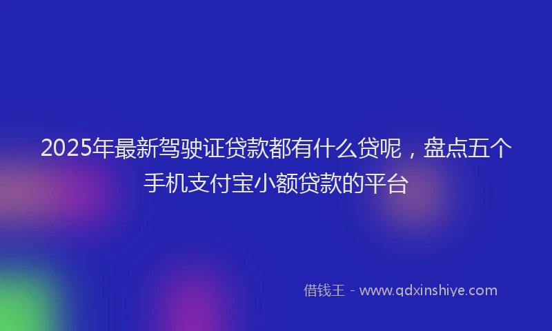 2025年最新驾驶证贷款都有什么贷呢，盘点五个手机支付宝小额贷款的平台